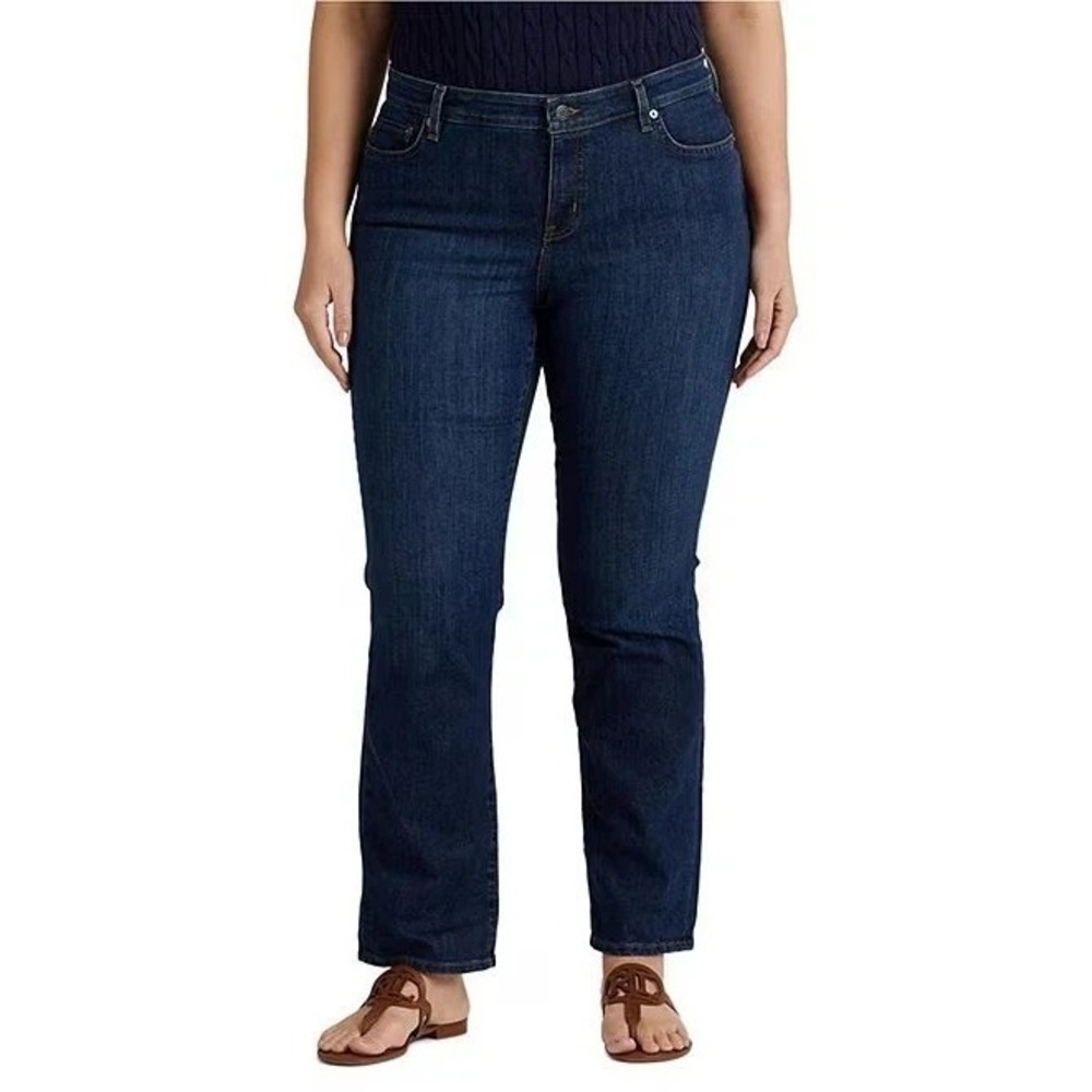 Lauren Ralph Lauren Jeans 14W Womens Blue Straight Leg Dark Wash Stretch Capsule
